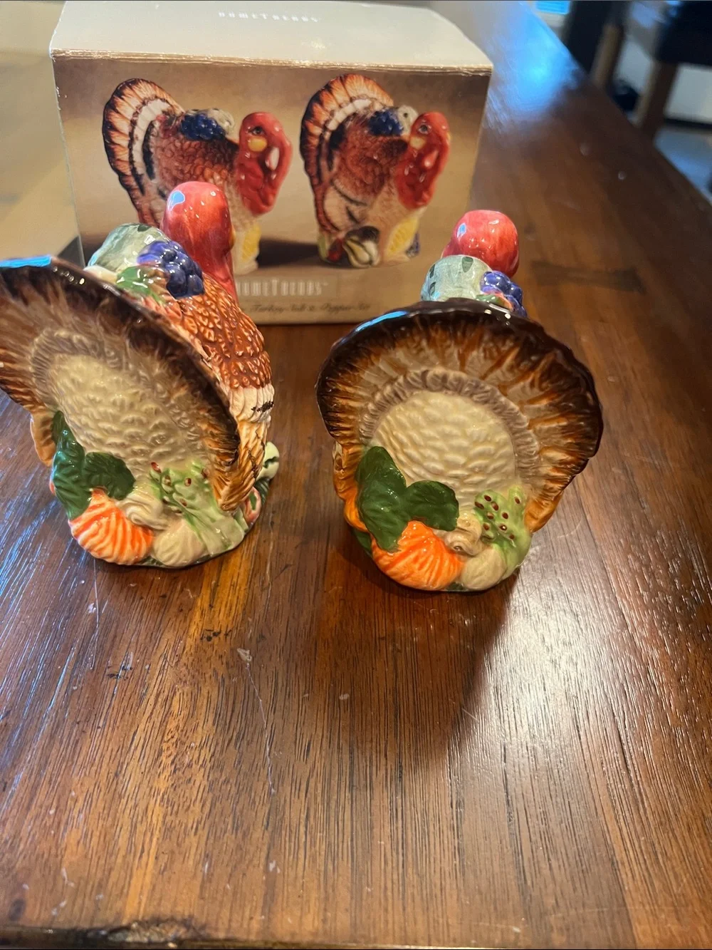 Ceramic Turkey Salt and Pepper Shaker Set - Brown and Red